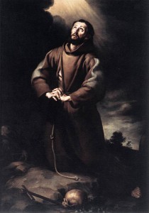 MURILLO, Bartolomé Esteban, St Francis of Assisi at Prayer, 1645-50,Oil on canvas, 182 x 129 cm, O.-L. Vrouwekathedraal, Antwerp